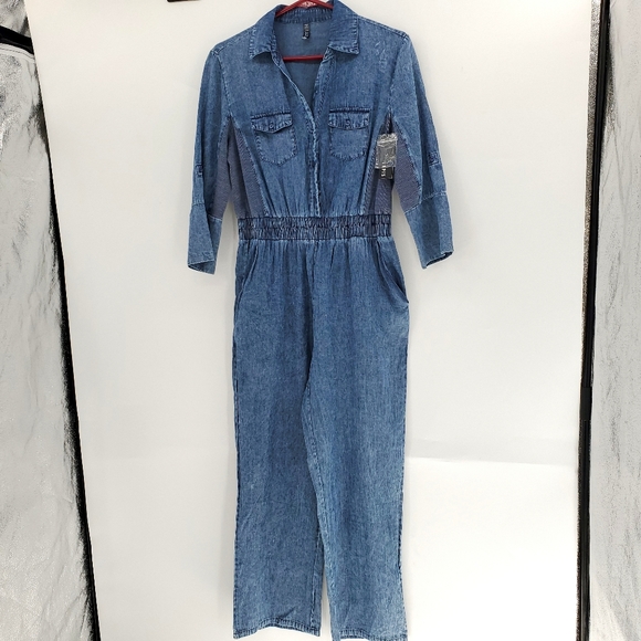 Lapis Pants - Lapis Jumpsuit large chambray roll tab sleeve